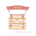 Metal Folding Wood Slat Chair with Leaf Pattern